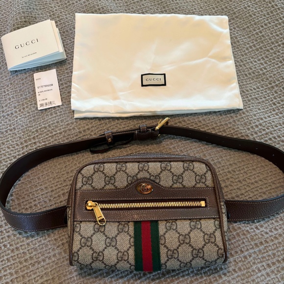 Gucci GG Supreme Monogram Small Ophidia Belt Bag 75 30 Dark Brown - Picture 1 of 6